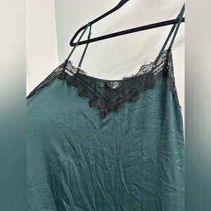 Dark green and black lace slip